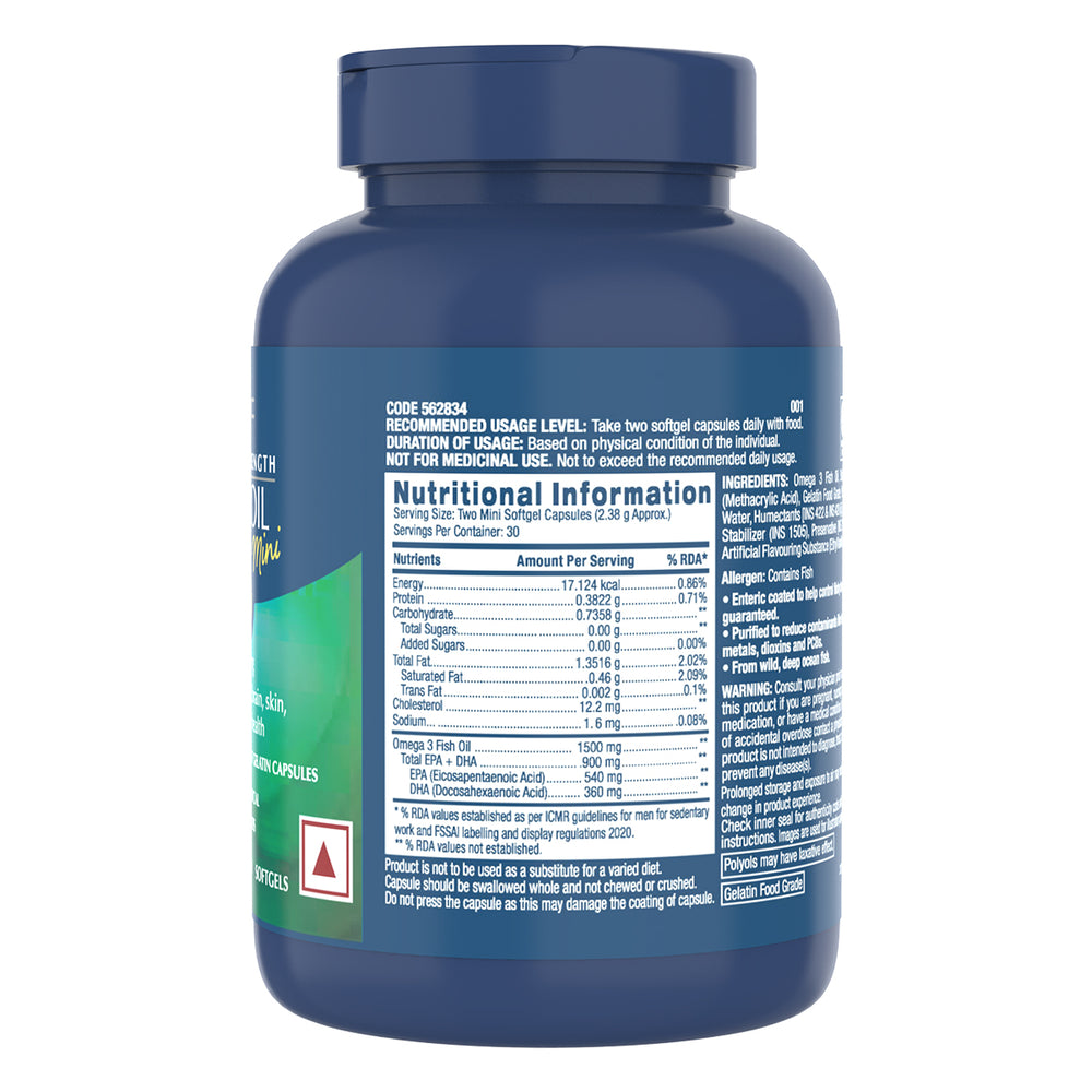 GNC Triple Strength Fish Oil Mini Omega 3 Capsules For Improved