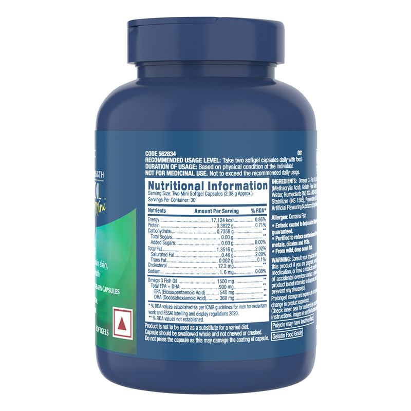 GNC Triple Strength Fish Oil Mini Omega 3 Capsules For Improved