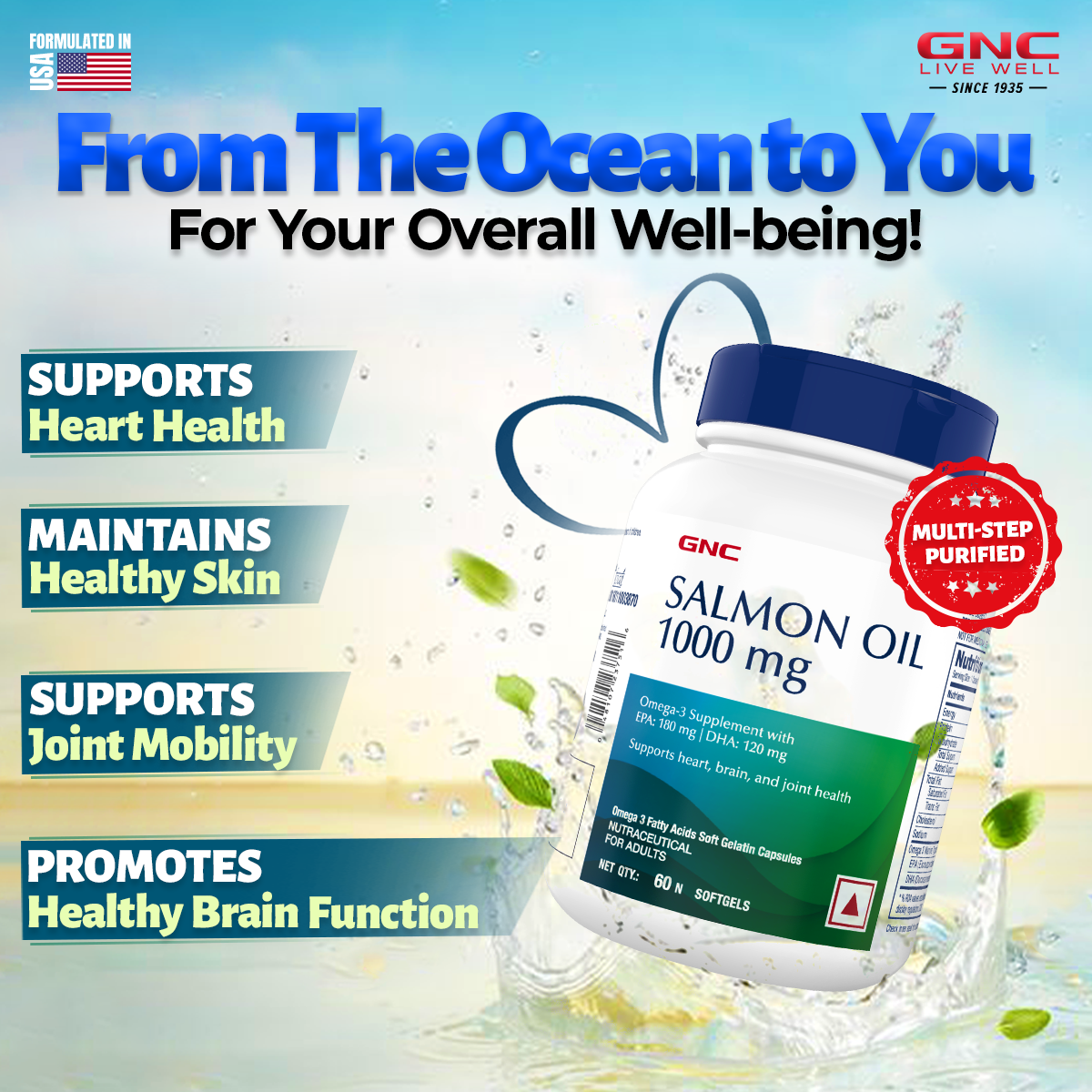 GNC Salmon Oil 1000mg - Clearance Sale - Supports Joint Health, Vision & Overall Well-Being