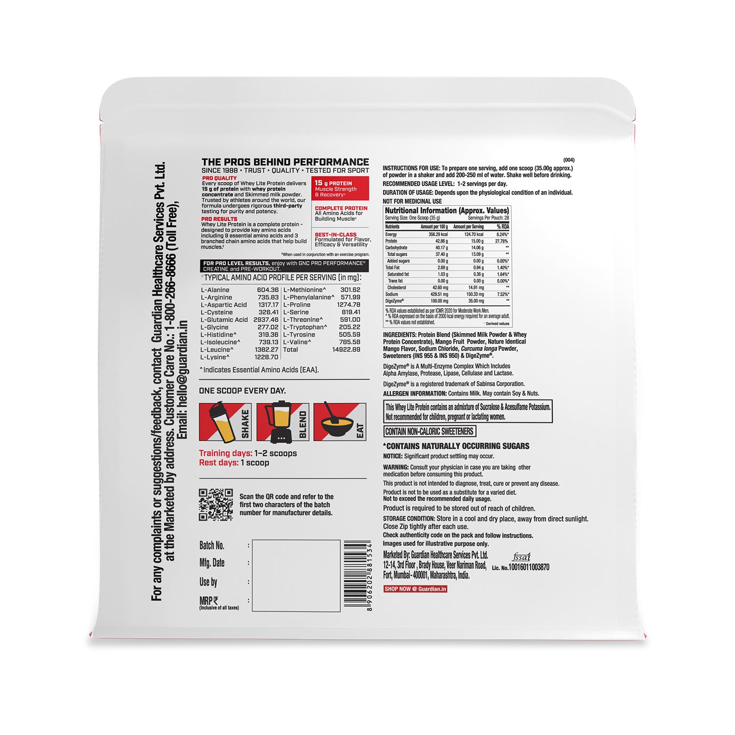 GNC Pro Performance Whey Lite 15gm Protein