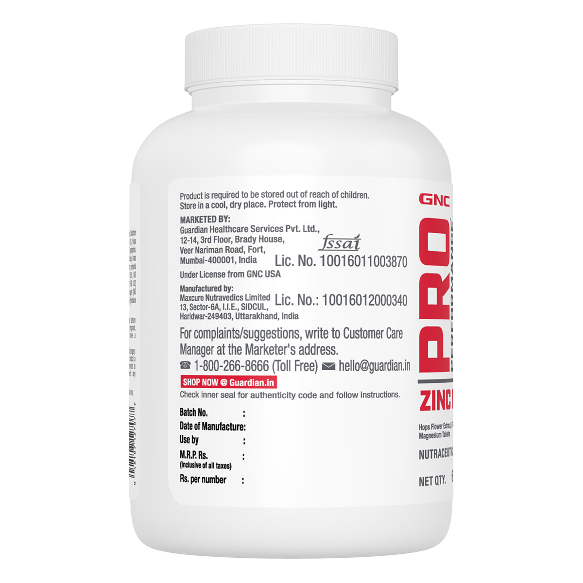 GNC Pro Performance Zinc Magnesium Amino (ZMA) Complex GNC Pro
