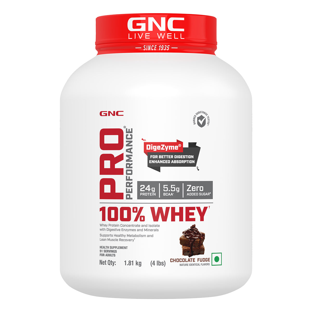 GNC Pro Performance 100% Whey Protein - Faster Recovery & Lean Muscle Gains | Informed Choice Certified