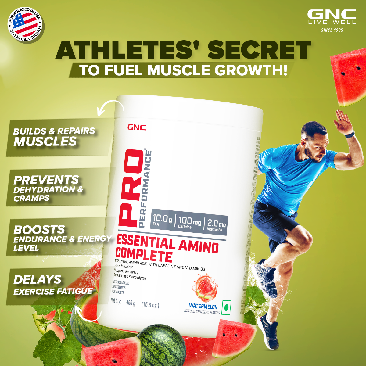 GNC Pro Performance Essential Amino Complete - Clearance Sale -  - Boosts Endurance, Muscle Strength & Recovery - Watermelon
