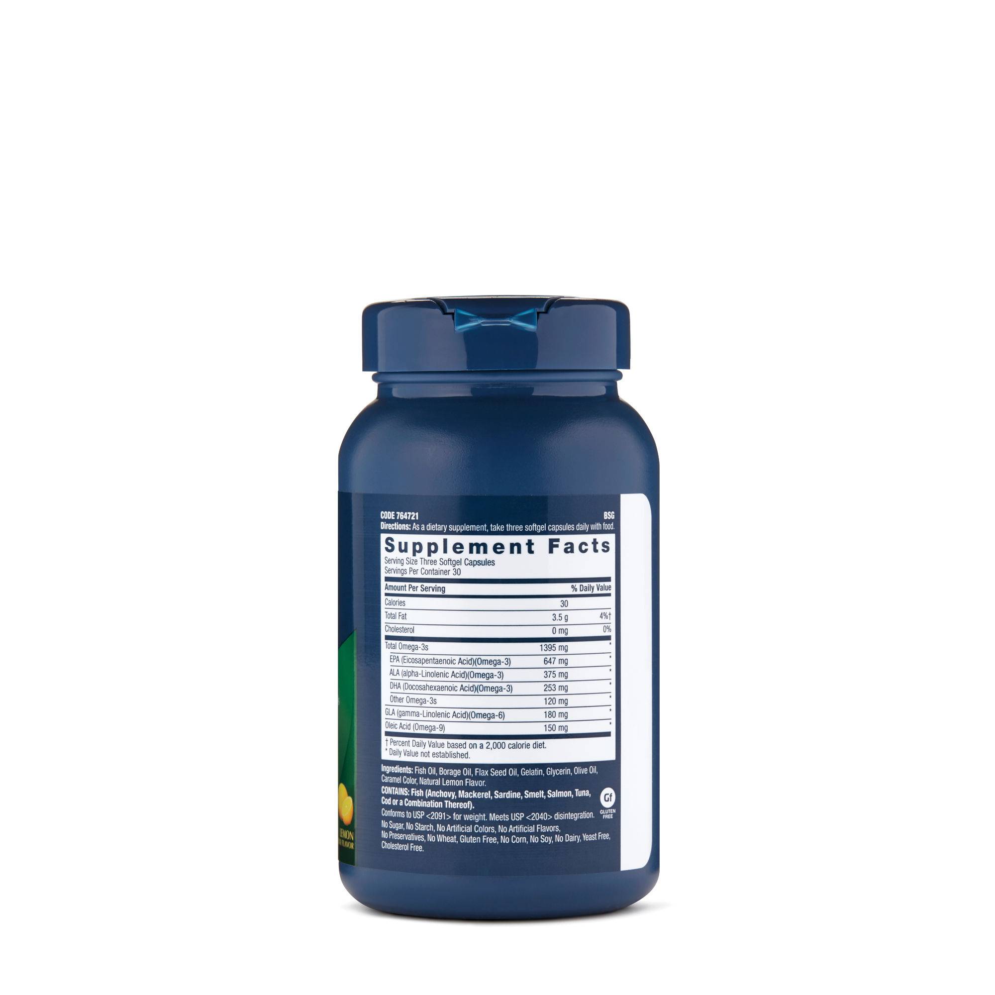 GNC Triple Strength Omega Complex - Omegas from Fish & Plant Sources for Overall Well-Being