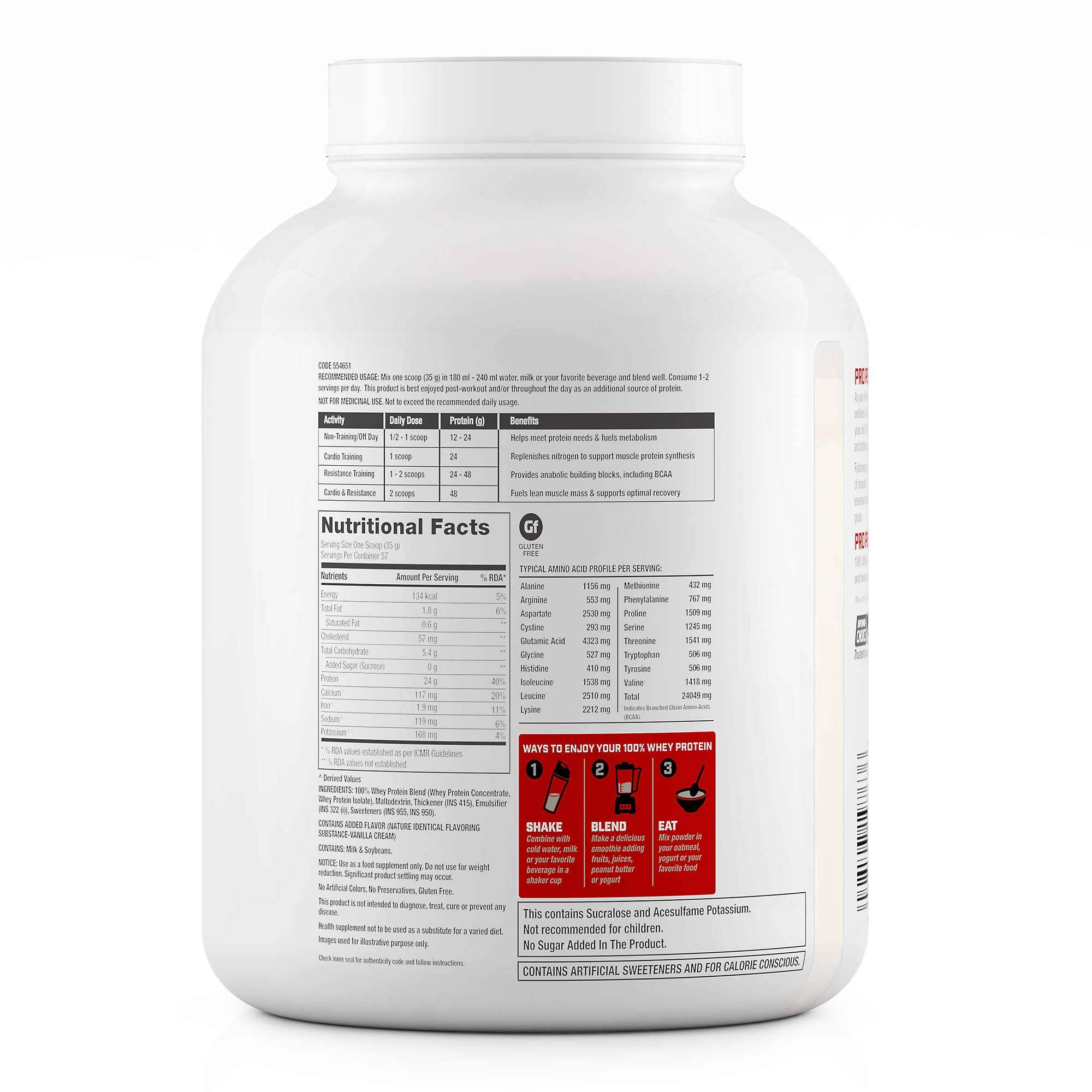 GNC Pro Performance 100% Whey Protein - 4.4 lbs, 2 kg (Vanilla Cream)
