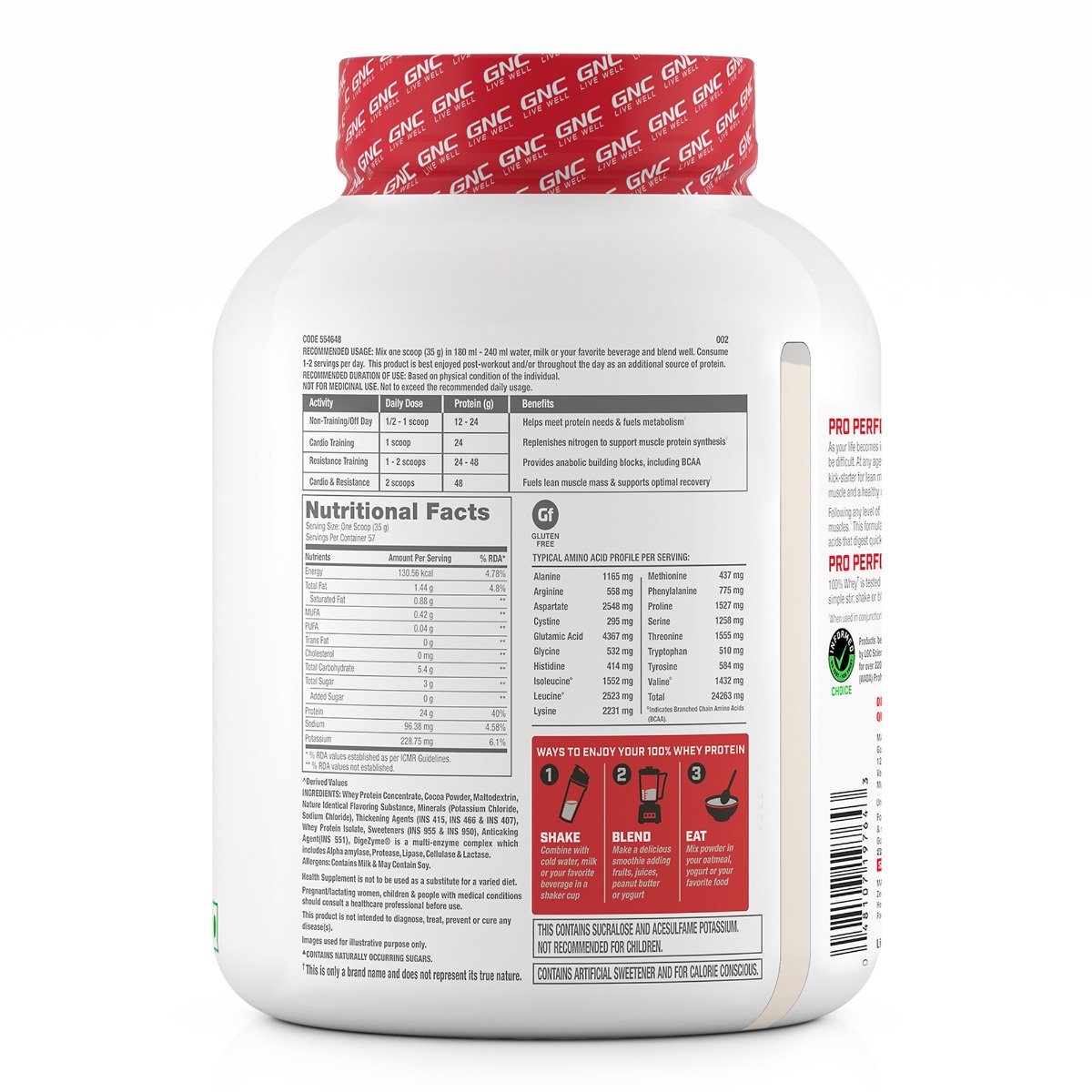 GNC Pro Performance 100% Whey Protein - 4.4 lbs, 2 kg - Chocolate Supreme