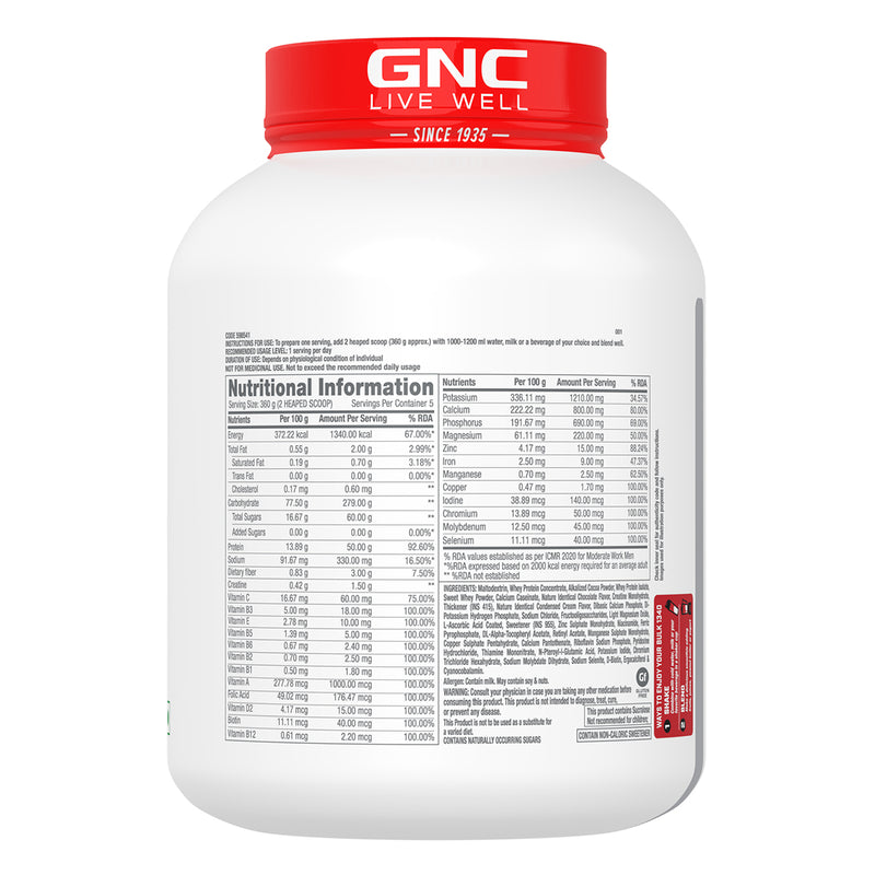 GNC Pro Performance Powder Bulk 1340 Gain Healthy Weight & Muscle Mass 4 KG Double