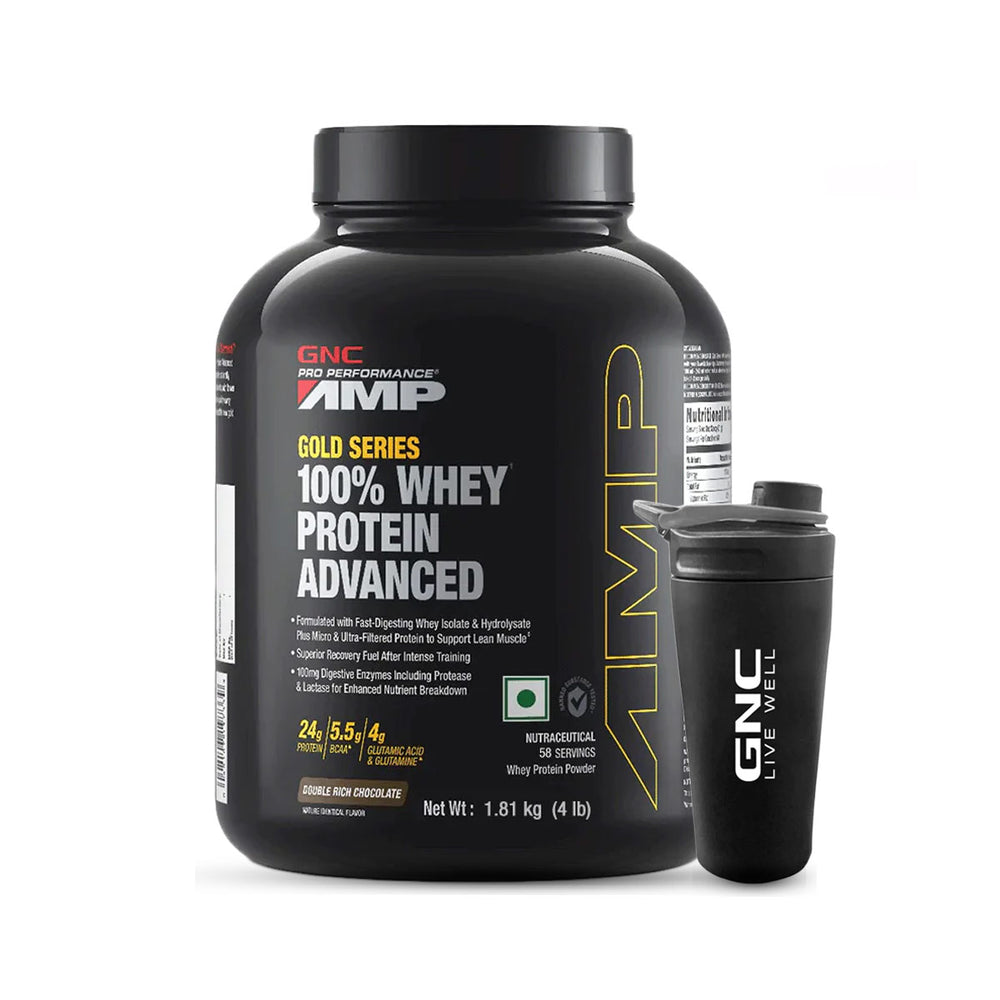 GNC AMP Gold Series 100 Whey Protein Advanced 4 lbs with Shaker