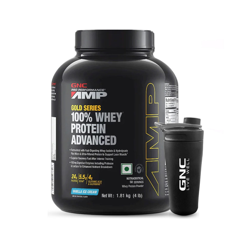 GNC AMP Gold Series 100 Whey Protein Advanced 4 lbs with Shaker