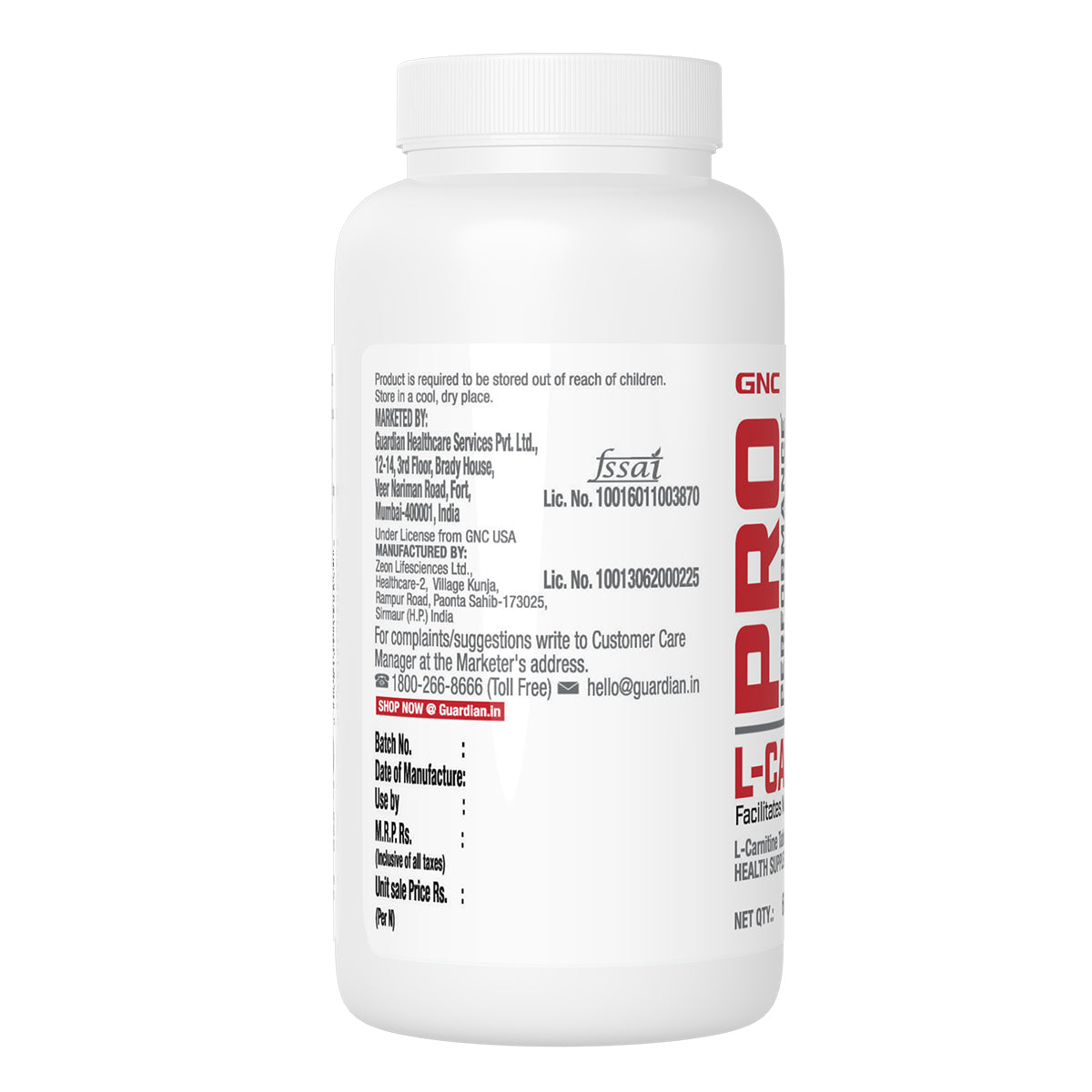 Buy GNC Pro Performance L-Carnitine 500 mg - 60 Capsules Online