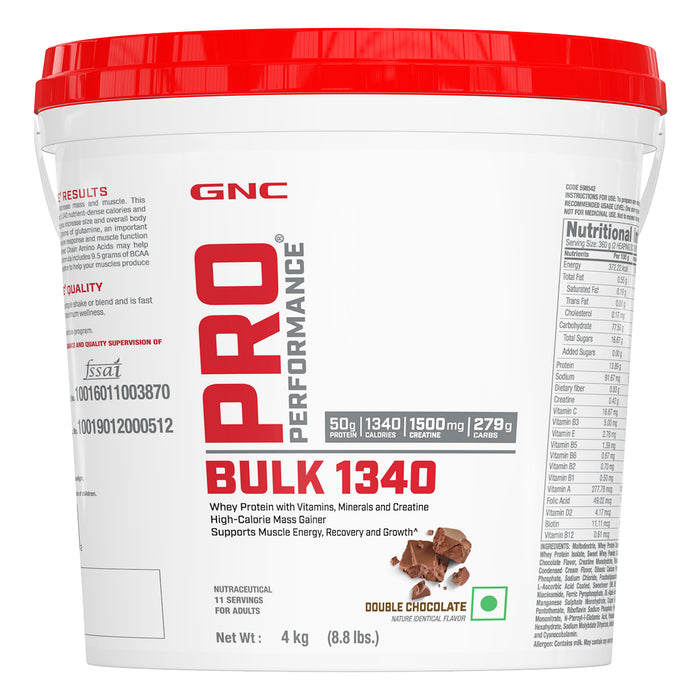 GNC Pro Performance Powder Bulk 1340 Gain Healthy Weight & Muscle Mass 4 KG Double